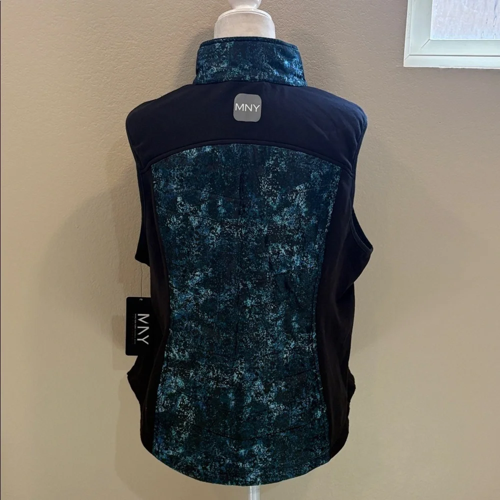Marc New York Black Vest with Teal Patterned Front